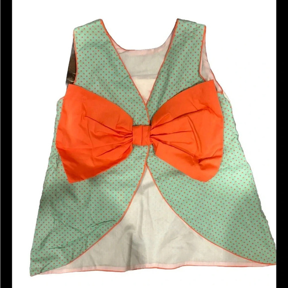 Moana Polka Dot Blouse Embroidered With Bow Back Trendy Smocked Boutique - Picture 3 of 5